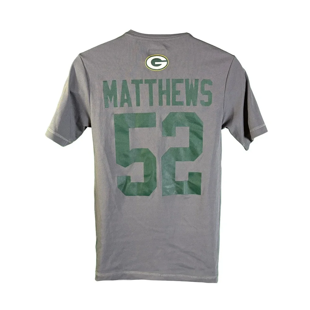 NFL Team Apparel Green Bay Packers Shirt Mens Small Gray‎ Clay Matthews 52 Tee